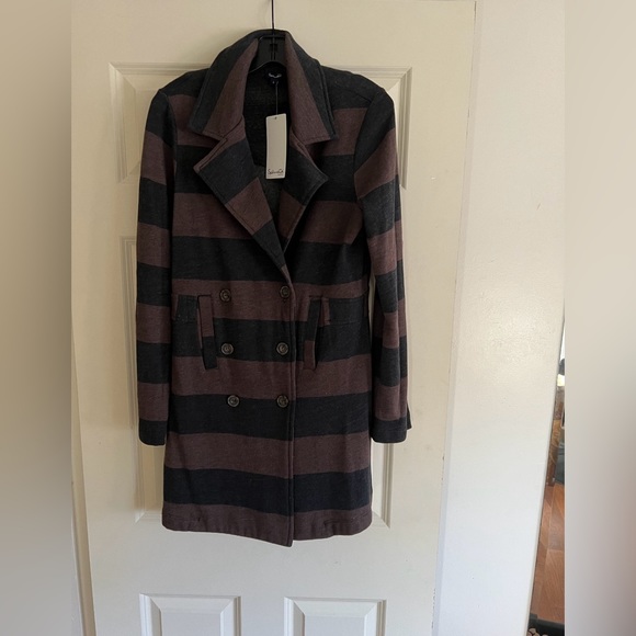 Splendid Lightweight Striped Coat Black Brown NWT - Picture 3 of 8